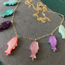 Load image into Gallery viewer, Reversible Czech Glass Fish Necklace, 20”