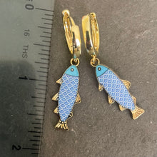 Load image into Gallery viewer, Blue Appliqué Fish Vacation Earrings