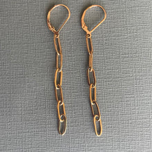 Load image into Gallery viewer, Rose Gold Paper Clip Chain Dangle Earrings