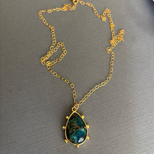 Load image into Gallery viewer, Emerald Jade, Apatite &amp; Mohave Copper Turquoise Pendant Necklace, OOAK