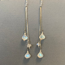 Load image into Gallery viewer, Moonstone Tassel Trio Earrings