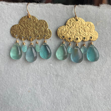 Load image into Gallery viewer, Fluorite and Chalcedony Raincloud Earrings, OOAK