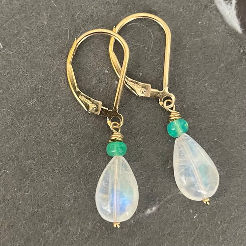Rainbow Moonstone and Opal Earrings