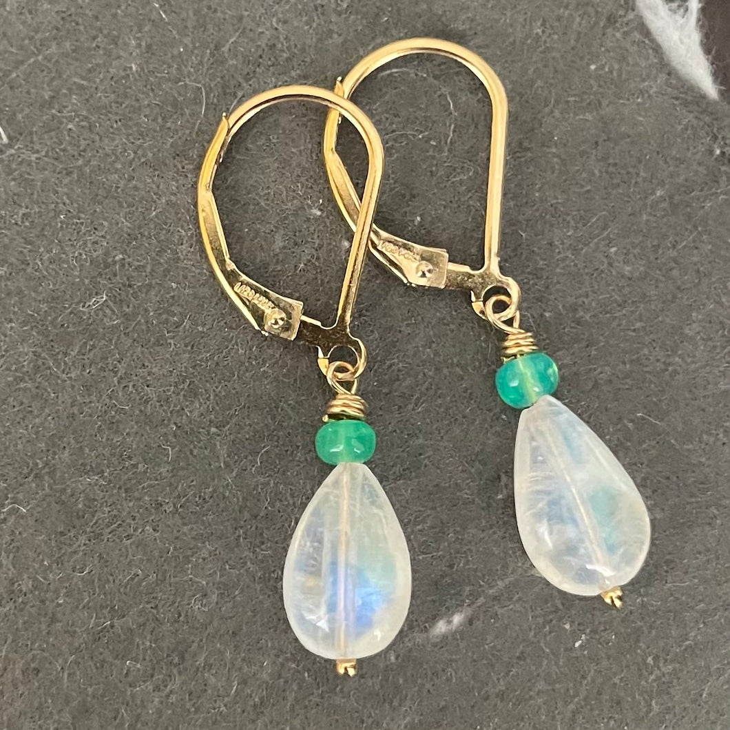 Rainbow Moonstone and Opal Earrings