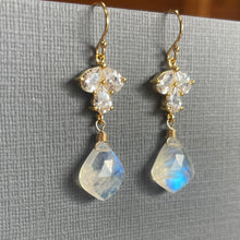 Load image into Gallery viewer, Super Sparkle Earrings, Moroccan Rainbow Moonstone, OOAK