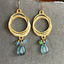 Load image into Gallery viewer, Multi Hoop Fluorite and Opal Earrings, OOAK