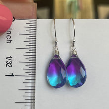 Load image into Gallery viewer, Sparkling Violet to Paraiba PEAR cut Doublet Dangles, metal and earwire options available, Vibrant