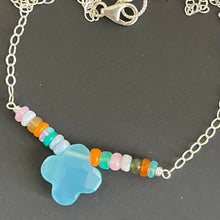 Load image into Gallery viewer, Chalcedony and Opal Clover Necklace