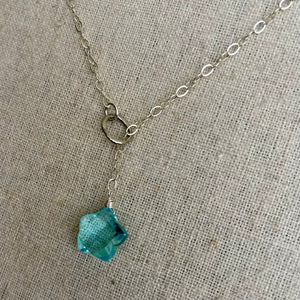 Blue Star Quartz Y Lariat Necklace