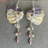 Bubbles the Angelfish Lampwork Glass Earrings, Violet