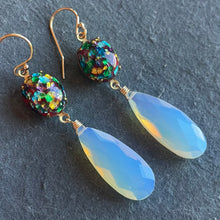 Load image into Gallery viewer, New -but Vintage- Japanese Cherry Bead Earrings with Glowing Opalite Quartz