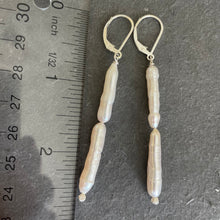 Load image into Gallery viewer, Japanese Biwa Freshwater Pearl Dangle Earrings, OOAK