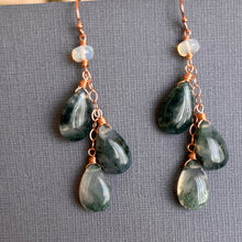 Load image into Gallery viewer, Moss Opal Trio Earrings, OOAK