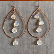 Load image into Gallery viewer, Rainbow Moonstone Hoops, Rose Gold