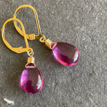 Load image into Gallery viewer, Magenta Quartz Leverback Dangle Earrings