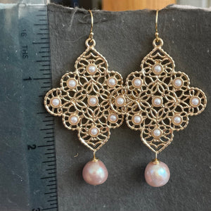 Edison Pearl Chandelier Earrings, OOAK