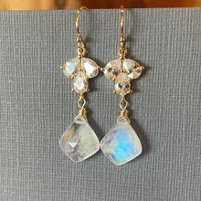 Load image into Gallery viewer, Super Sparkle Earrings, Moroccan Rainbow Moonstone, OOAK