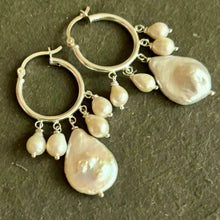 Load image into Gallery viewer, Freshwater Pearl Sterling Silver Hoop Earrings