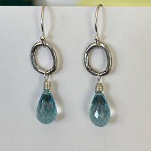 Load image into Gallery viewer, Natural Blue Topaz Artisan Mini Hoop Earrings
