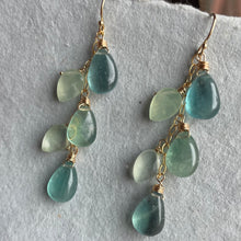 Load image into Gallery viewer, Watercolor Cascade Earrings - Fluorite, OOAK