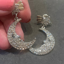 Load image into Gallery viewer, Vintage SUPER Sparkly Estate Moon Earrings, OOAK