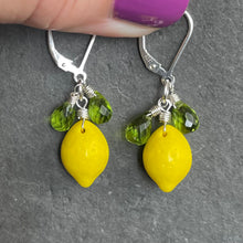 Load image into Gallery viewer, Lemon and Peridot Earrings, Sterling Silver