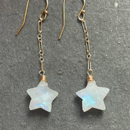 Rainbow Moonstone Star Earrings