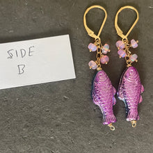 Load image into Gallery viewer, Two-Sided Czech Fish Earrings