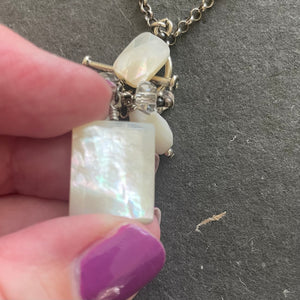 Vintage Mother of Pearl Toggle Necklace, Estate Necklace