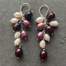 Load image into Gallery viewer, Purple Pearls Cluster Earrings