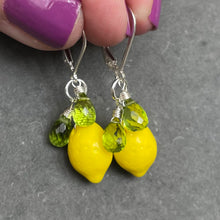 Load image into Gallery viewer, Lemon and Peridot Earrings, Sterling Silver