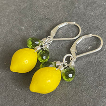 Load image into Gallery viewer, Lemon and Peridot Earrings, Sterling Silver