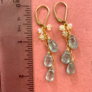 Aquamarine blue Kyanite and Opal earrings