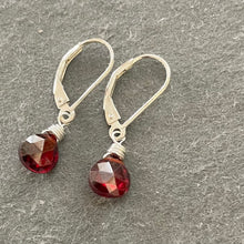 Load image into Gallery viewer, Red Garnet Dangle Earrings