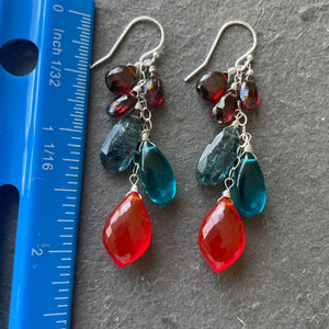 Carnelian and Kyanite Cascade Earrings
