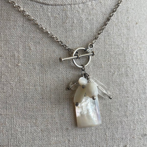 Vintage Mother of Pearl Toggle Necklace, Estate Necklace