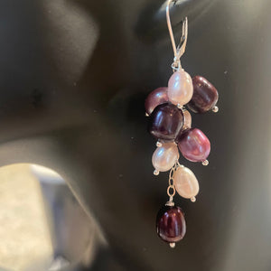 Purple Pearls Cluster Earrings