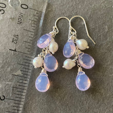 Load image into Gallery viewer, Lavender Opalite Quartz and Pearl Cascade Earrings
