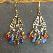 Load image into Gallery viewer, Kyanite, Garnet and Citrine Mini Heart Chandeliers, OOAK