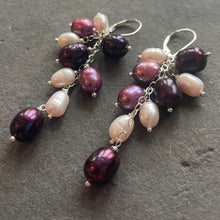 Load image into Gallery viewer, Purple Pearls Cluster Earrings