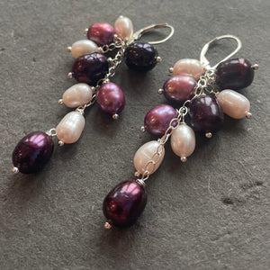 Purple Pearls Cluster Earrings