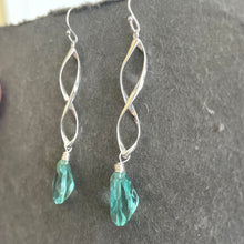 Load image into Gallery viewer, Twirly Girl Sparkling Aqua Earrings