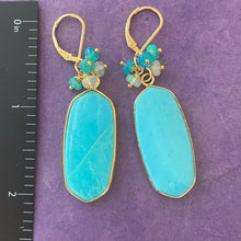 Load image into Gallery viewer, Apatite and Opal Cluster Statement Earrings, leverback, OOAK