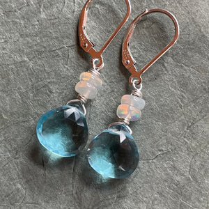 Just Perfect Topaz Blue and Opal dangles