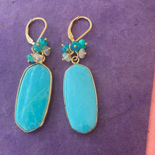 Load image into Gallery viewer, Apatite and Opal Cluster Statement Earrings, leverback, OOAK