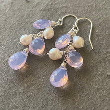 Load image into Gallery viewer, Lavender Opalite Quartz and Pearl Cascade Earrings