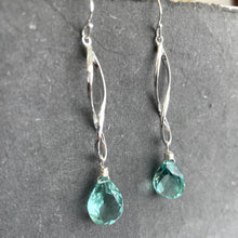 Load image into Gallery viewer, Twirly Girl Sparkling Aqua Earrings