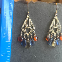 Load image into Gallery viewer, Kyanite, Garnet and Citrine Mini Heart Chandeliers, OOAK