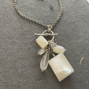 Vintage Mother of Pearl Toggle Necklace, Estate Necklace