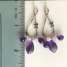 Load image into Gallery viewer, Spring in Your Step artisan floral earrings, amethyst, scorolite opal